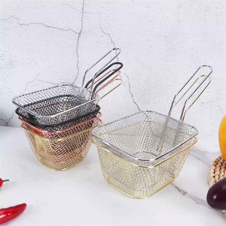 Keranjang Holder Saringan Penggoreng Kentang Goreng French Fries Stainless Steel Saringan Gorengan Kentang Wadah Keranjang Basket Potato Chips Serbaguna TERMURAH TERLARIS