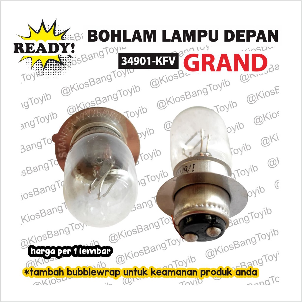 10pc Bohlam Lampu Depan Honda Grand Beat Vario 12v 25w (34901-KFV)