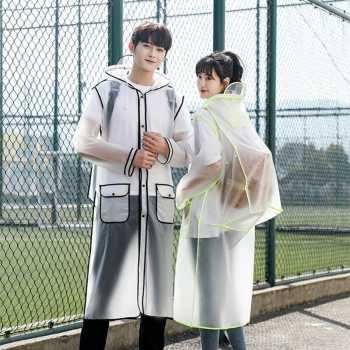 GS7i Fjun Jas Hujan Portable Raincoat Transparent Poncho Size Xl With Hood Fj300 Hitam Ori-YA