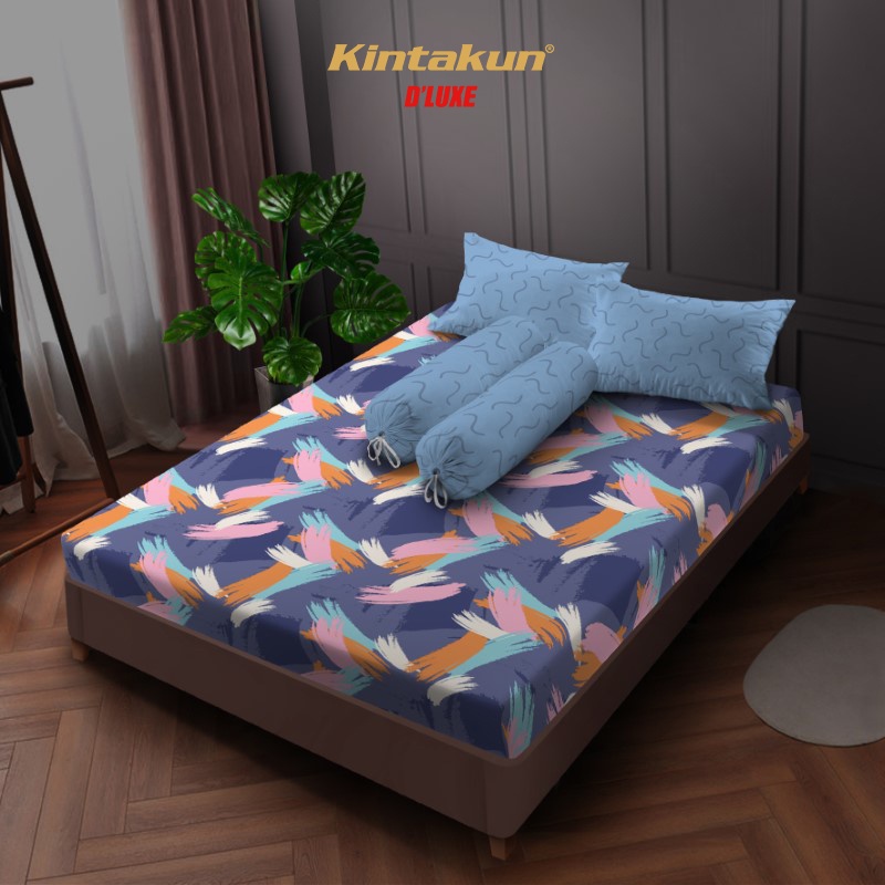 Kintakun Sprei Flat 160 / 180 / 200 Elva Aesthetic Dluxe Microtex 20cm Biru