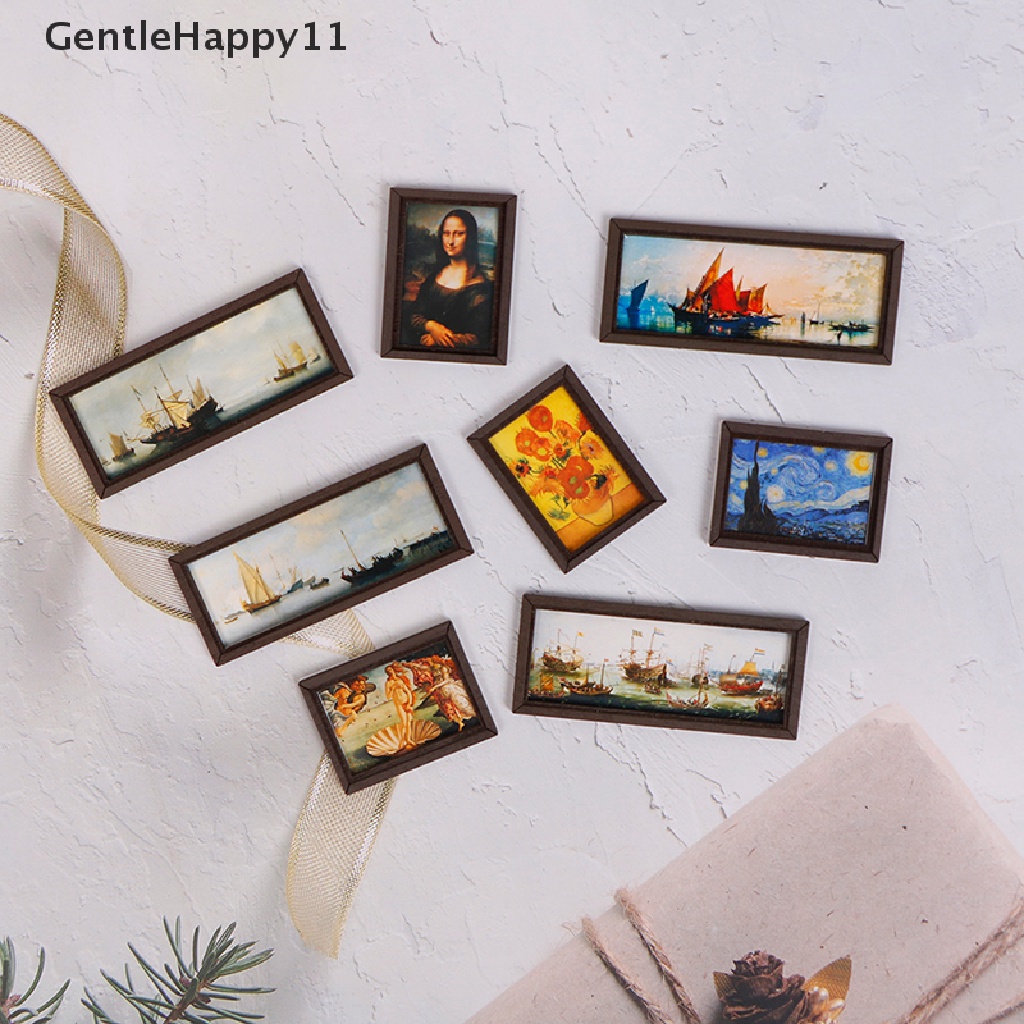 Gentlehappy Rumah Boneka Miniatur Bingkai Foto Oil Pager Dinding Pager Aksesoris Furniture id