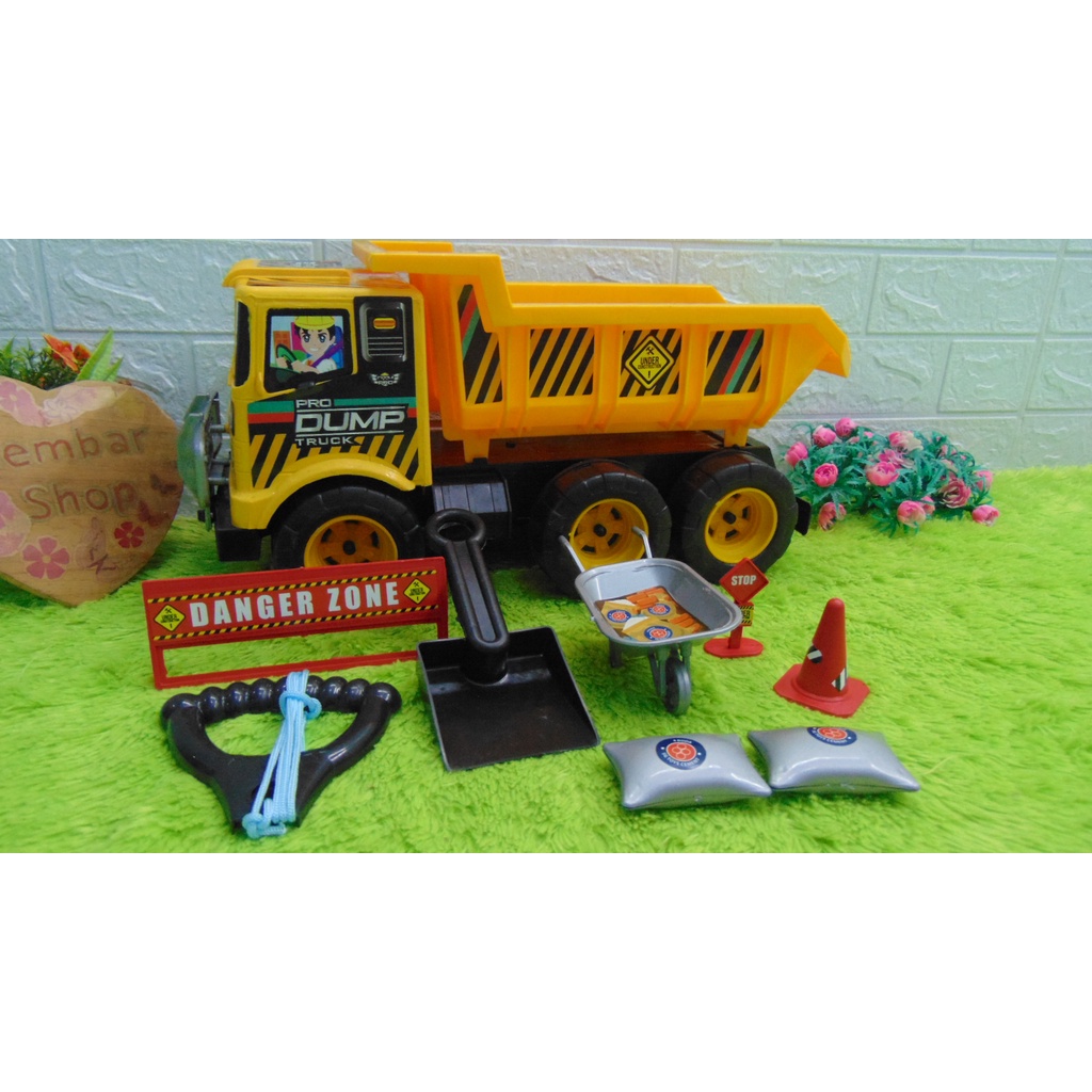 SGToys-DUMP KOMPLIT Kendaraan Mobil Konstruksi Pro Dump Truck Truk Trek Pasir Jumbo dengan Peralatan