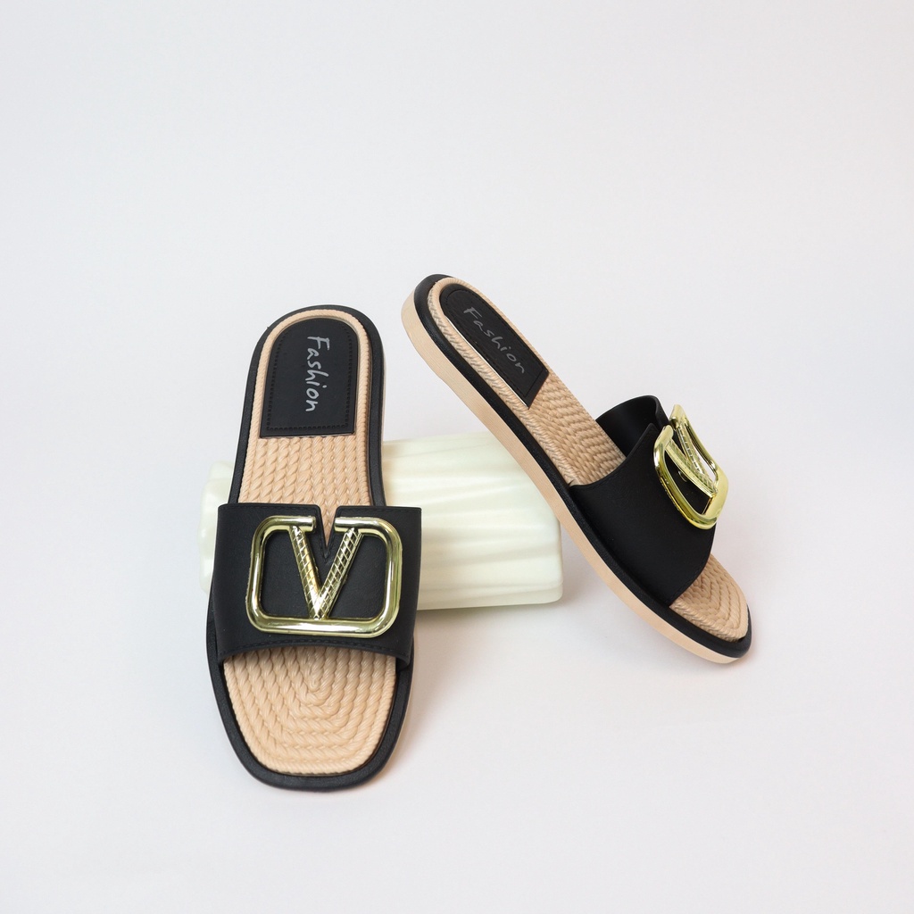 Volu Sandal Selop Wanita Slip On Teplek - Demorin