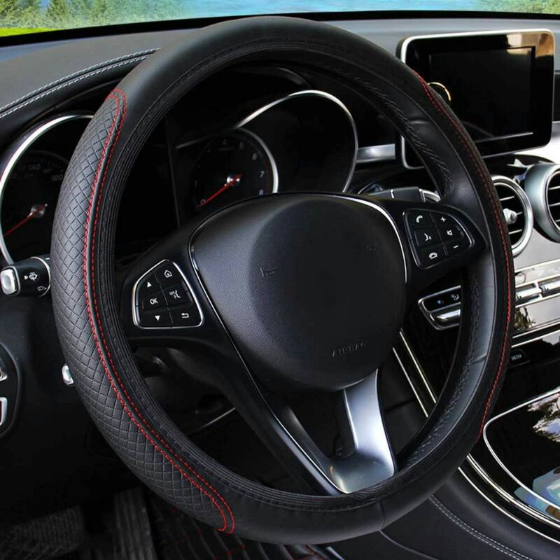 Cover Setir Mobil Bahan Kulit Steering Wheel Cover Carsoon rz503 Black