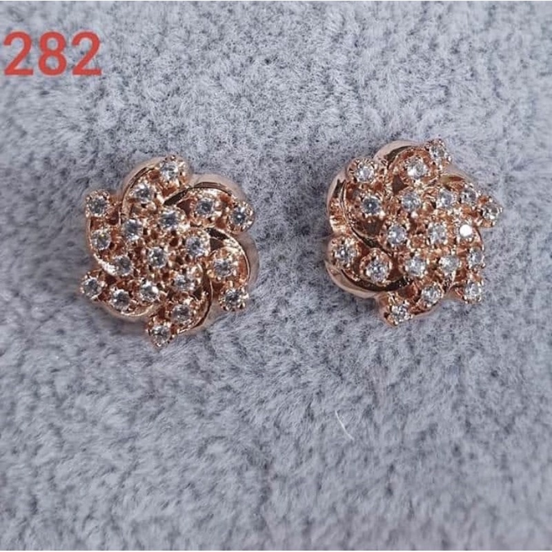 Anting semi berlian medan premium lapis emas