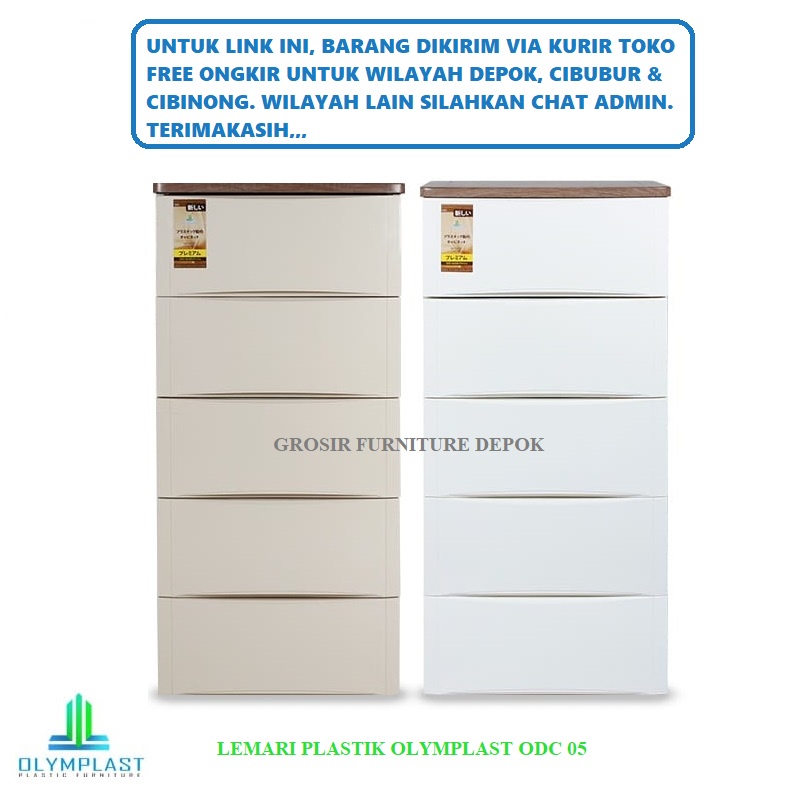 Lemari Plastik Drawer 5 Susun Merk Olymplast ODC 05