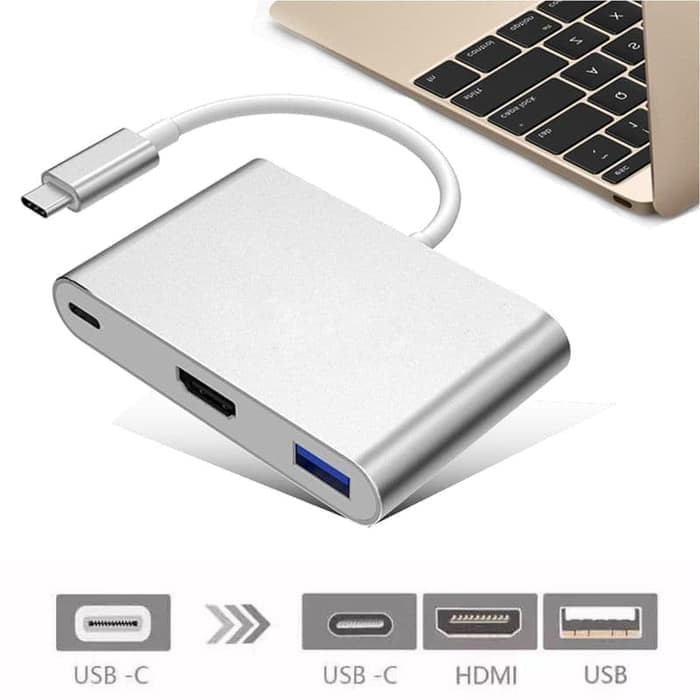 CONVERTER USB 3.1 TYPE C TO HDMI + USB 3.0 FEMALE + TIPE C FEMALE 3IN1