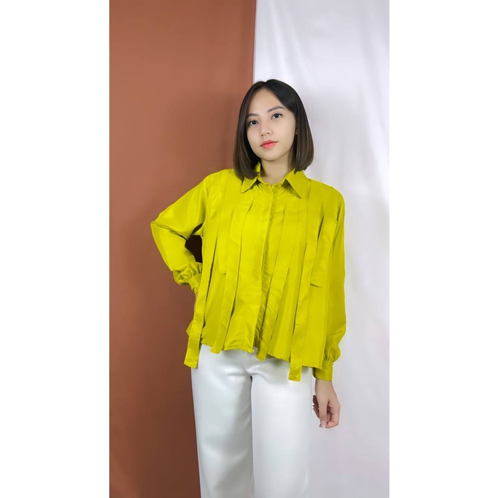 Tq88indonesia Fashion Blouse Wanita Lengan Panjang Terbaru /  BINA SHIRT / Baju Atasan Cewek / Blus / Pakaian Casual Cewek