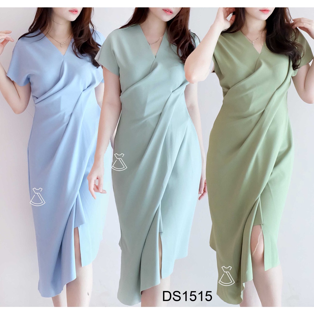 DS1515 - DRESS PESTA WANITA MIDI FLARE BASIC SCUBA DRESS KANTOR WANITA MODERN MURAH