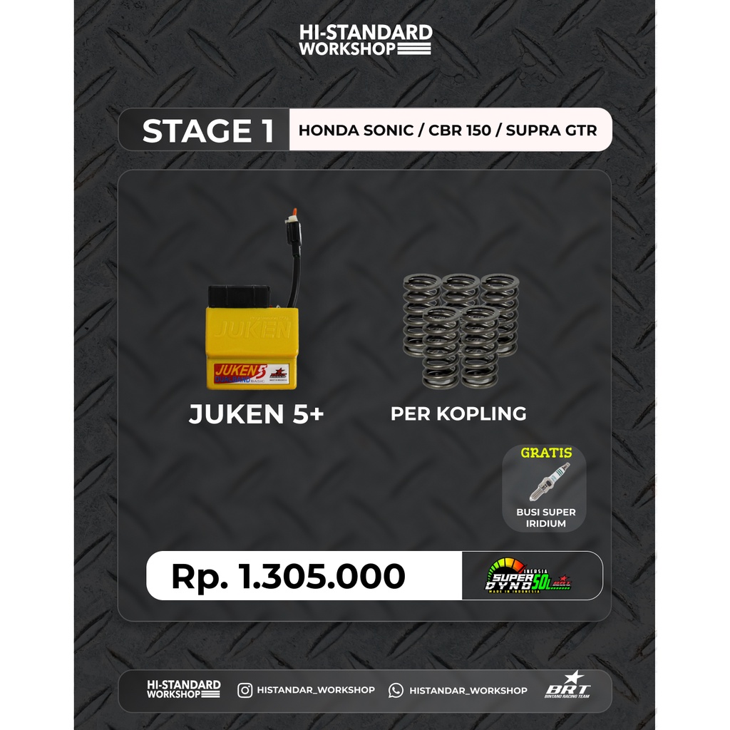 (SONIC 150 R / SUPRA GTR / NEW CBR ) STAGE 1 UPGRADE JUKEN 5+ PER KOPLING BUSI SUPER IRIDIUM BRT