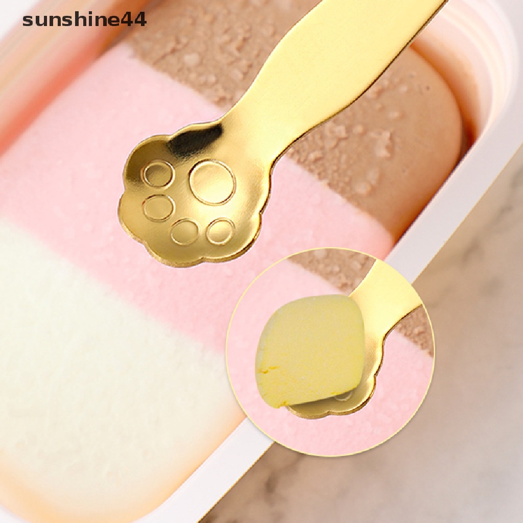 Sunshine Sendok Garpu Es Krim / Buah Bentuk Cakar Kucing Bahan Stainless Steel