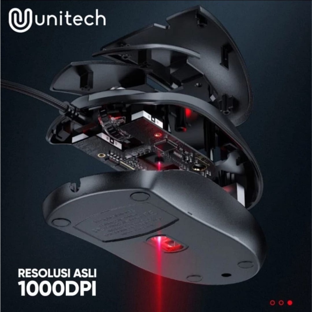 Mouse Wired Optical Unitech G3 USB Kabel 1000DPI