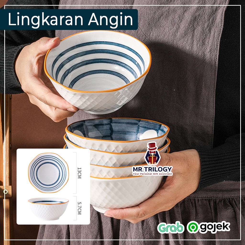 Mangkok Nasi Jepang Octagon 5 Inch Mangkuk Sup Keramik Tahan Panas Microwave Japanese Rice Bowl