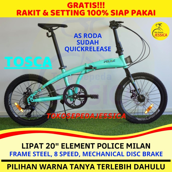 Es06 Sepeda Lipat 20 Element Police Milan Original