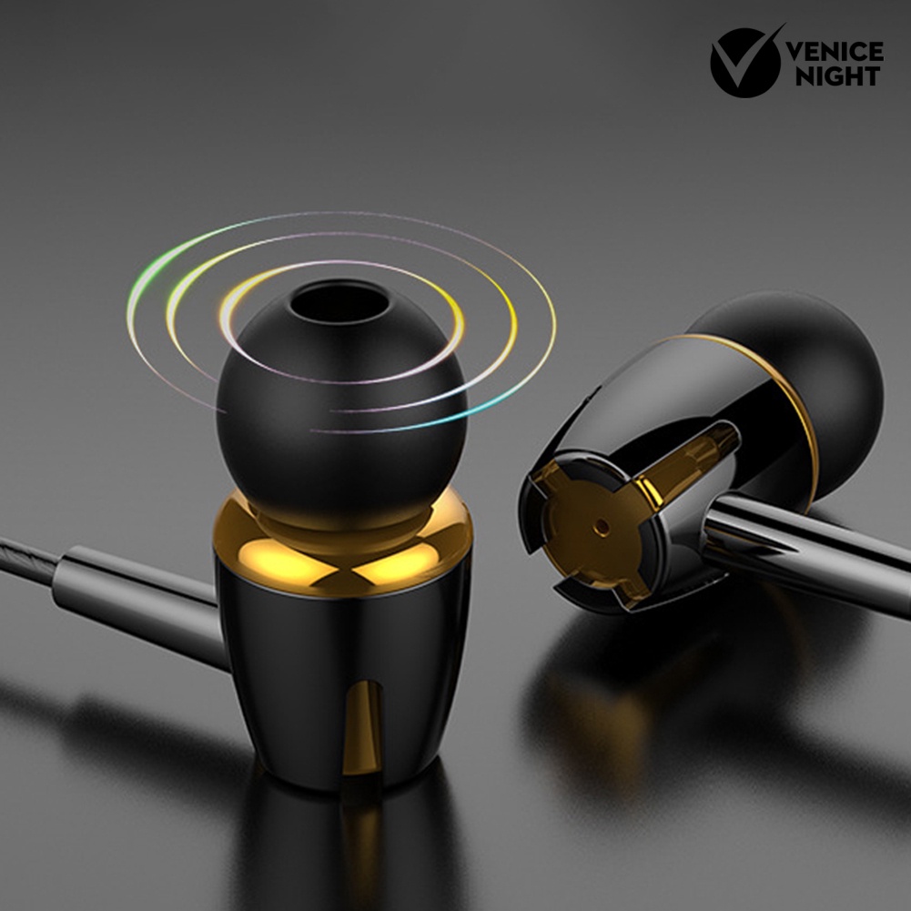 (VNEP) (Berkabel) 3.5mm Plug Bercahaya Kawat Berat Bass Musik Earphone Olahraga Headset dengan Mic