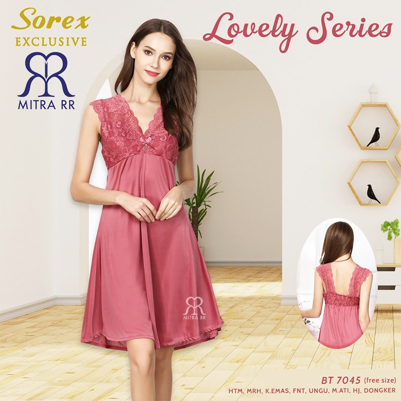 Sorex Lingerie Satin Lace Dress/ Sexy Lacey 7045 Free Size Fit to XL