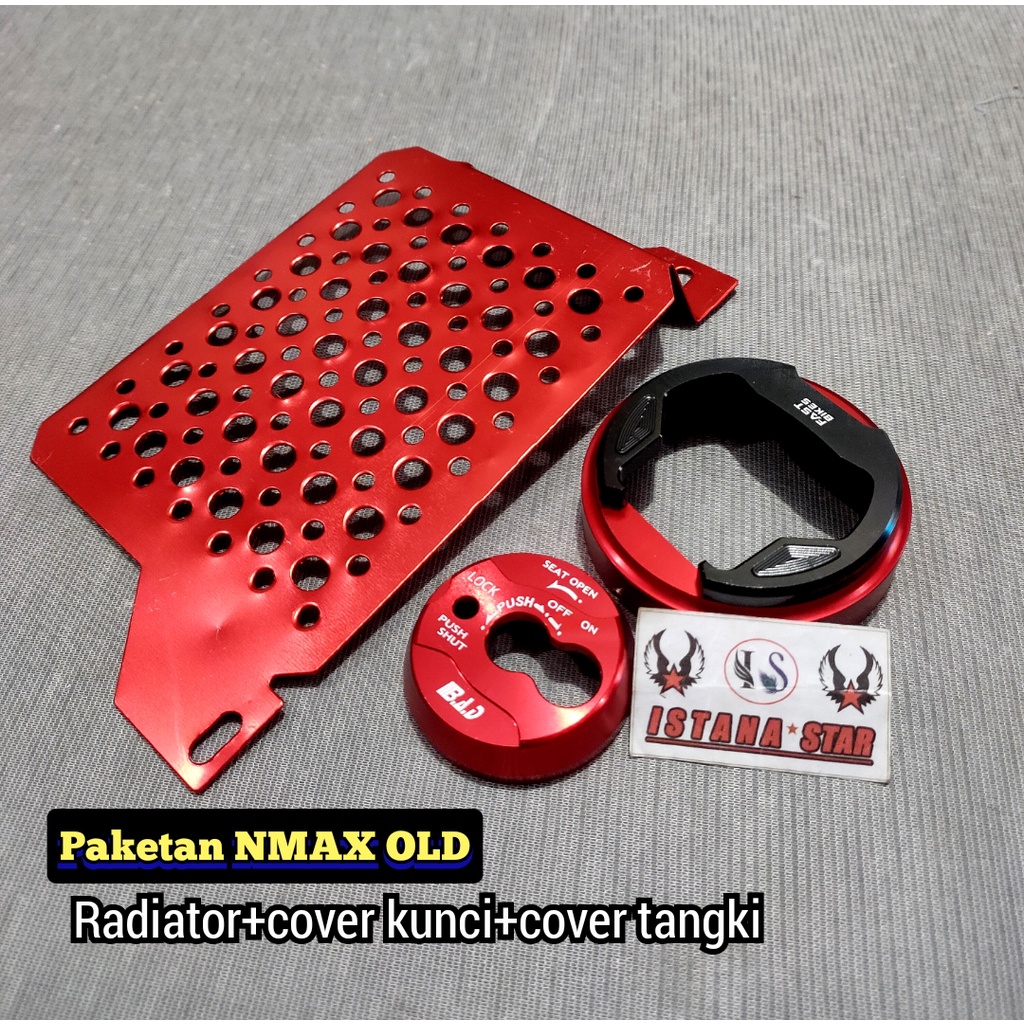 PAKET COVER RADIATOR NMAX OLD +COVER KUNCI+COVER TANGKI/MERAH