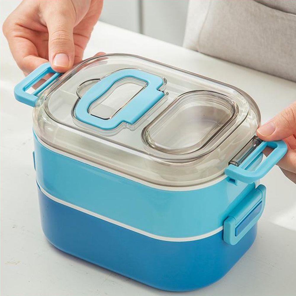 Preva Lunch Box Microwavable Untuk Pelajar Pekerja Kantor Dengan Sendok Wadah Makanan