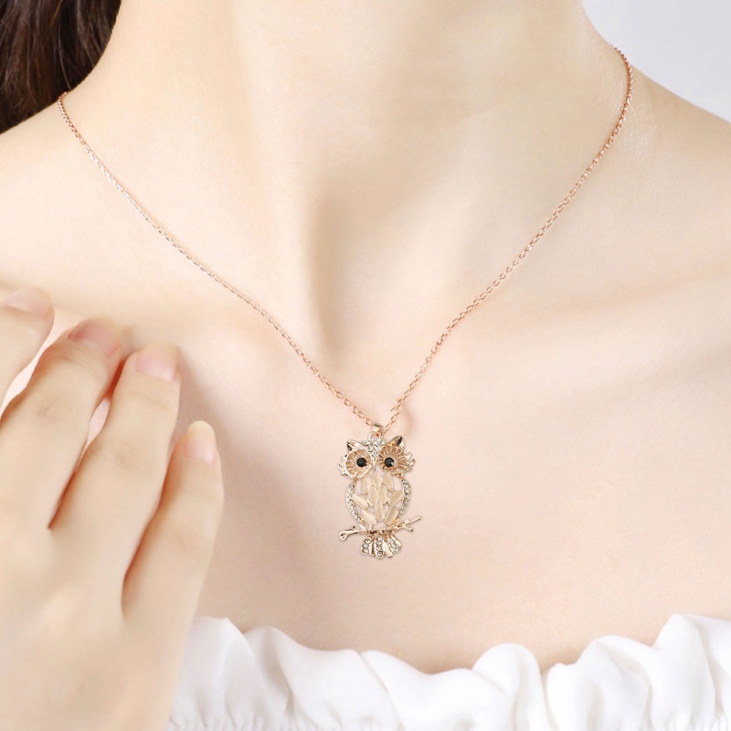 Fancyqube Kalung Choker Panjang Dengan Liontin Burung Hantu Bahan Alloy Untuk Wanita