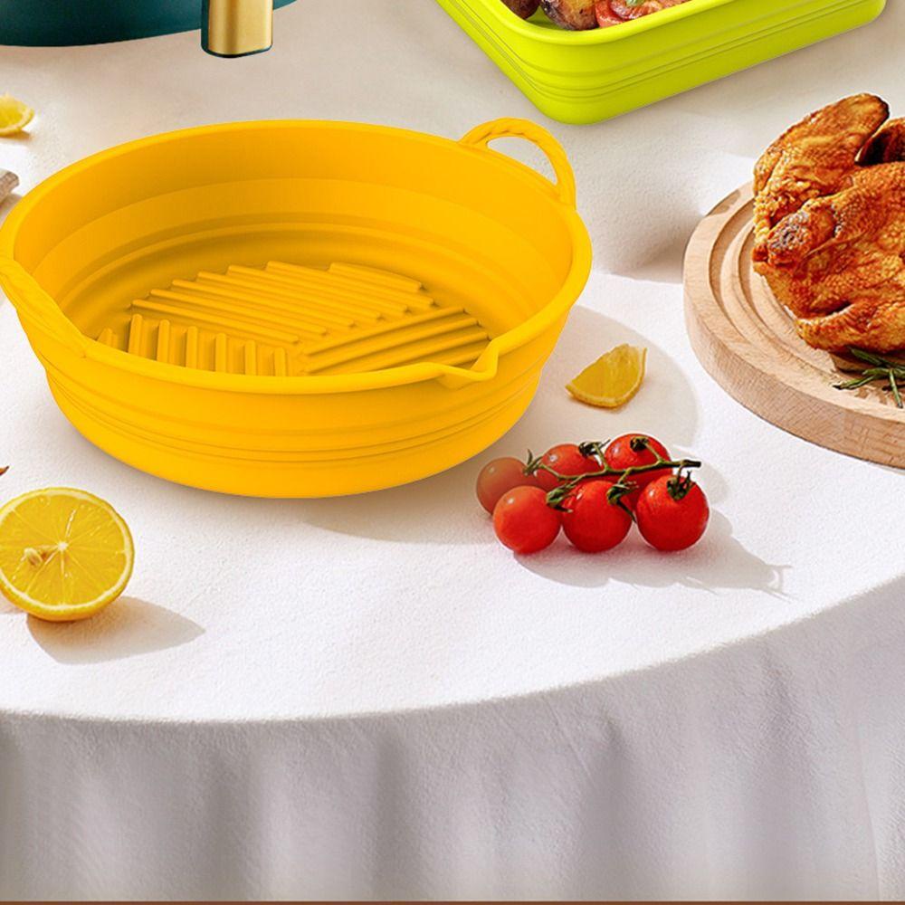 Solighter Round Silicone Pot Soft Cooking Pizza Plate AirFryer Aksesoris Baking Basket