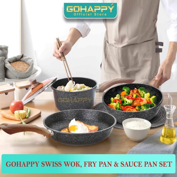 Swiss 5 In 1 Granite Set Panci Wok Sauce Fry Pan Gohappy Like Carote Storalinsya