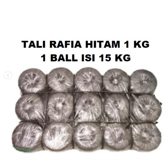 (GOJEK GRAB) 1 BALL TALI RAFIA PLASTIK HITAM 1 KG KUALITAS SUPER KUAT