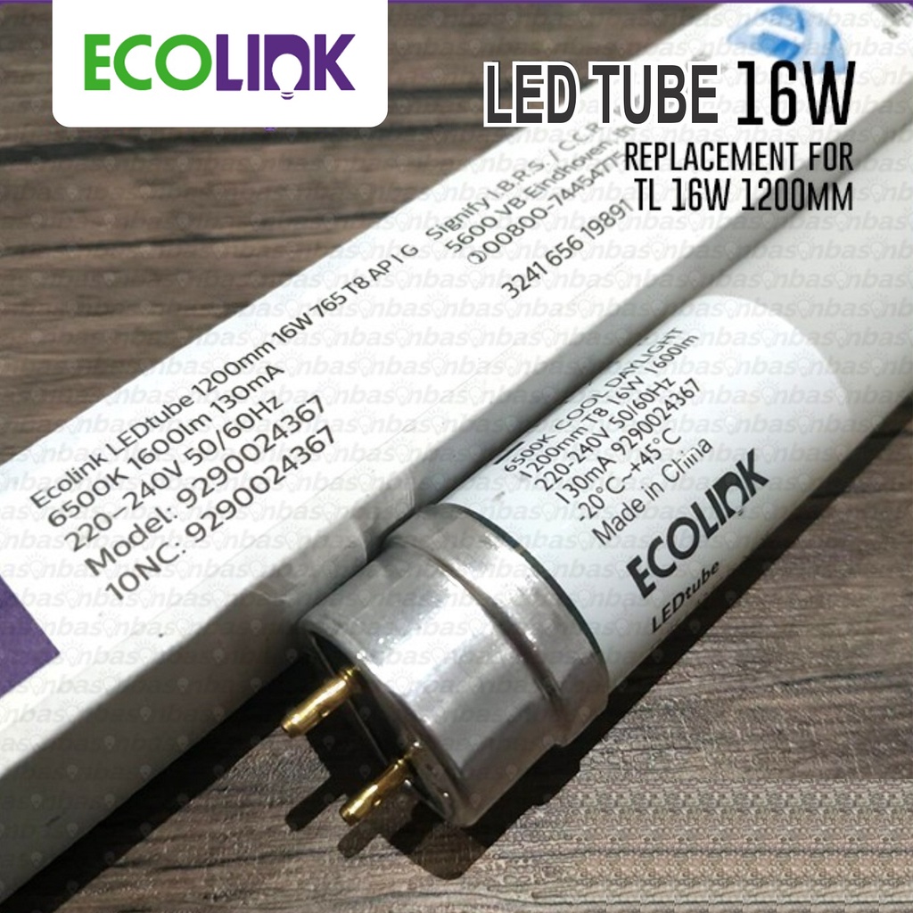 ECOLINK Lampu Neon 120cm 16W LED Tube 16Watt 16 Watt - 6500K Cool Daylight Putih