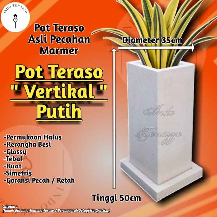 INDO TERAZZO POT BUNGA TERASO KERAMIK MARMER POT TANAMAN TIPE VERTIKAL - POT AIR TANAMAN - POT BUNGA