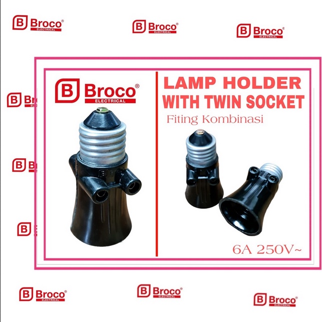 FITTING LAMPU GANTUNG KOMBINASI 2 COLOKAN BROCO 226