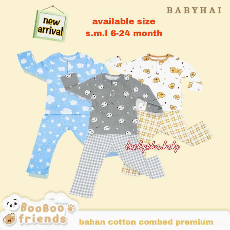 baby hai - setelan panjang baby hai 6-24 bulan motif panda , piyama bayi baby hai terbaru, bear,panda, setelan panjang bayi  laki-laki perempuan ,piyama baby hai unisex