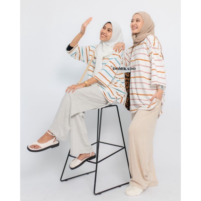 by Domikado | ANSEL Oversize Shirt | Kaos oversize perempuan | Kaos stripe oversize