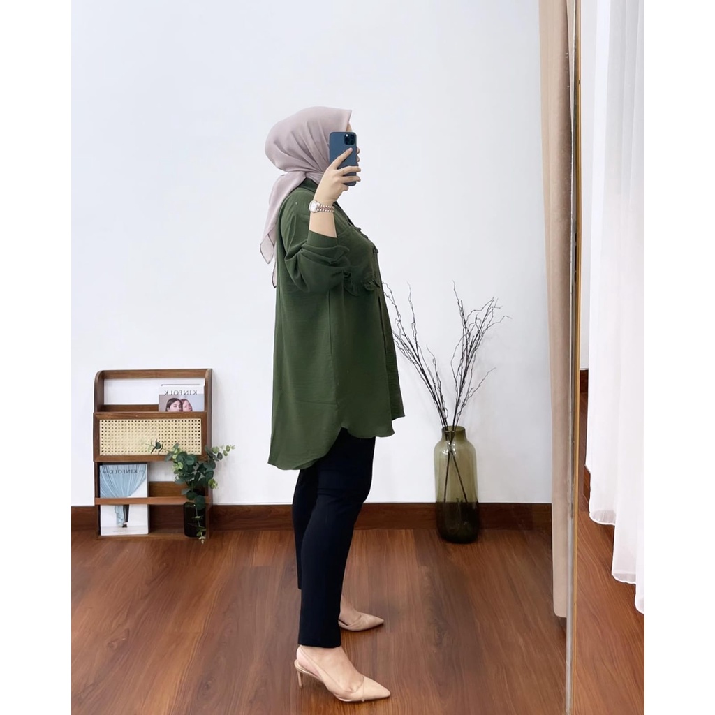 (MGA) KEMEJA KRISNA OVERSIZE BLOUSE CRINCLE AIRFLOW ATASAN WANITA