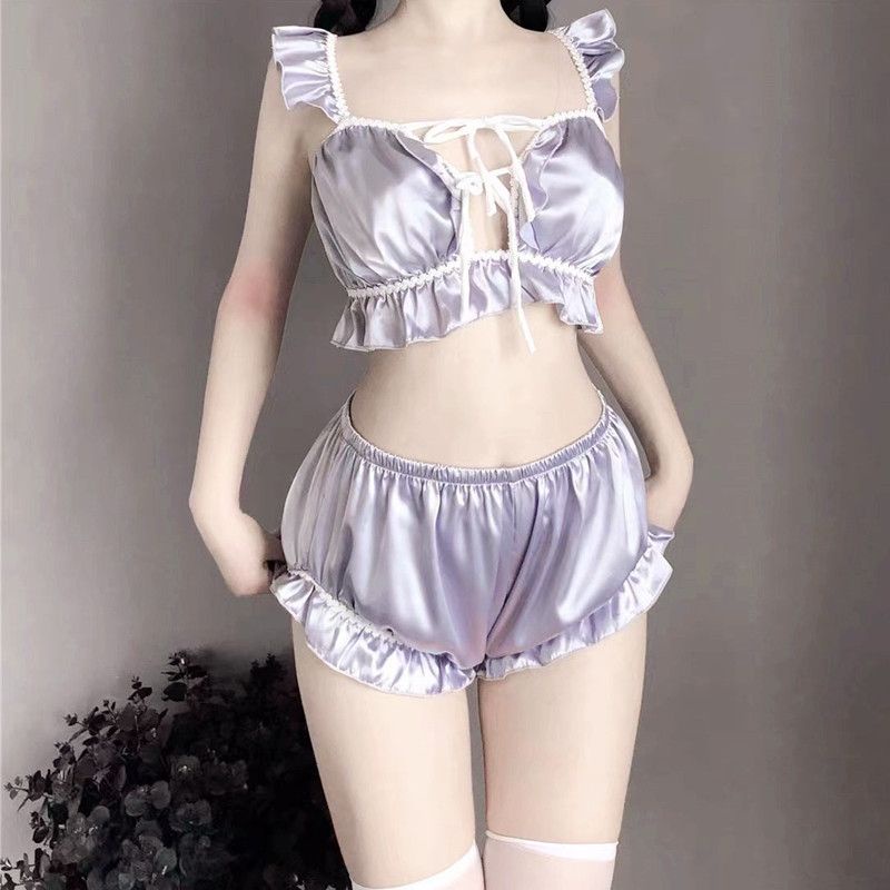 Suhao s new high-value cute court style sexy backless girl suspender suit loli strap female student pajamas