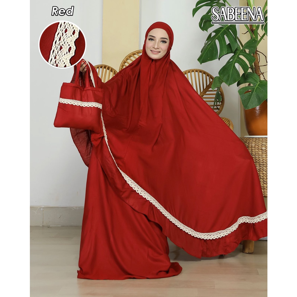 Mukena Dewasa Jumbo Bahan Katun Super Premium Motif Polos Renda Sabeena.Store