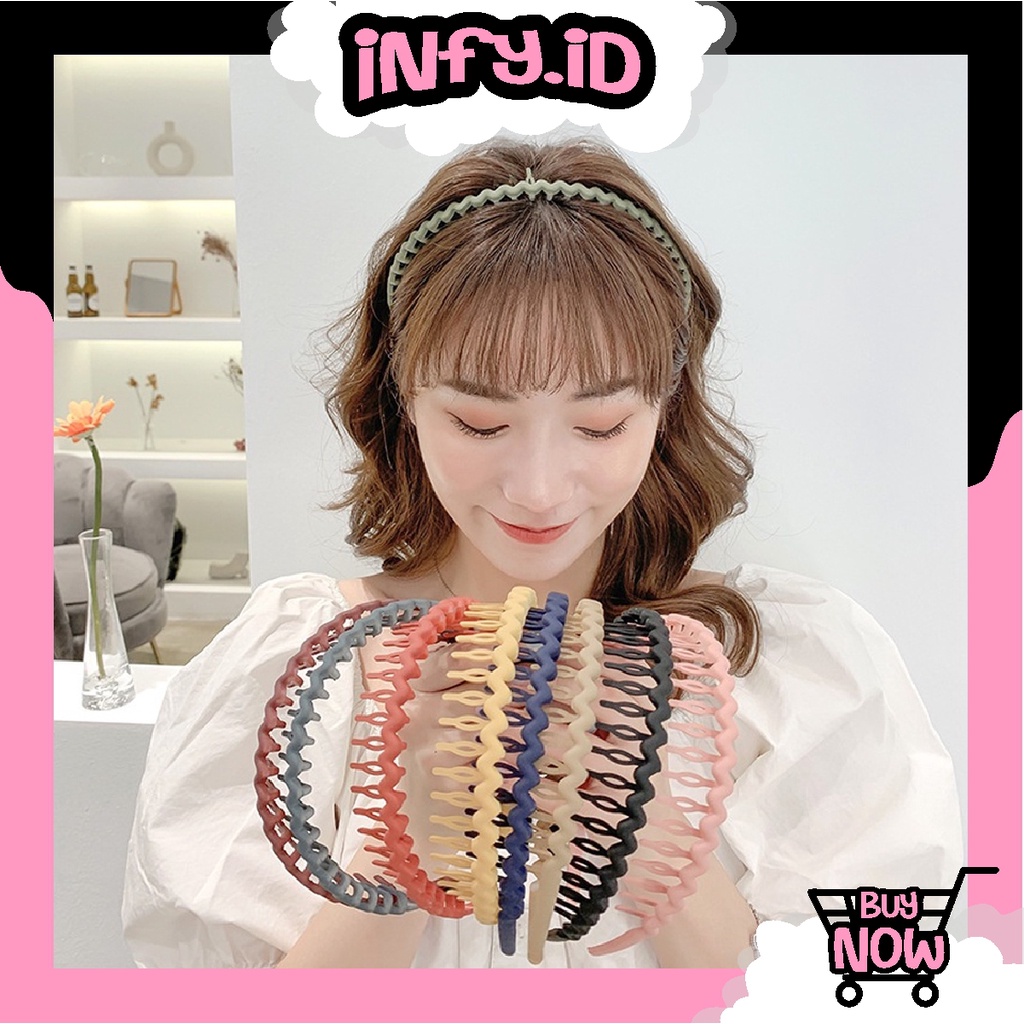 INFY - Bando Sirkam Bentuk Gelombang Zigzag Untuk Pria Wanita Model Korea Bandana Aksesoris Headband Murah Import R832