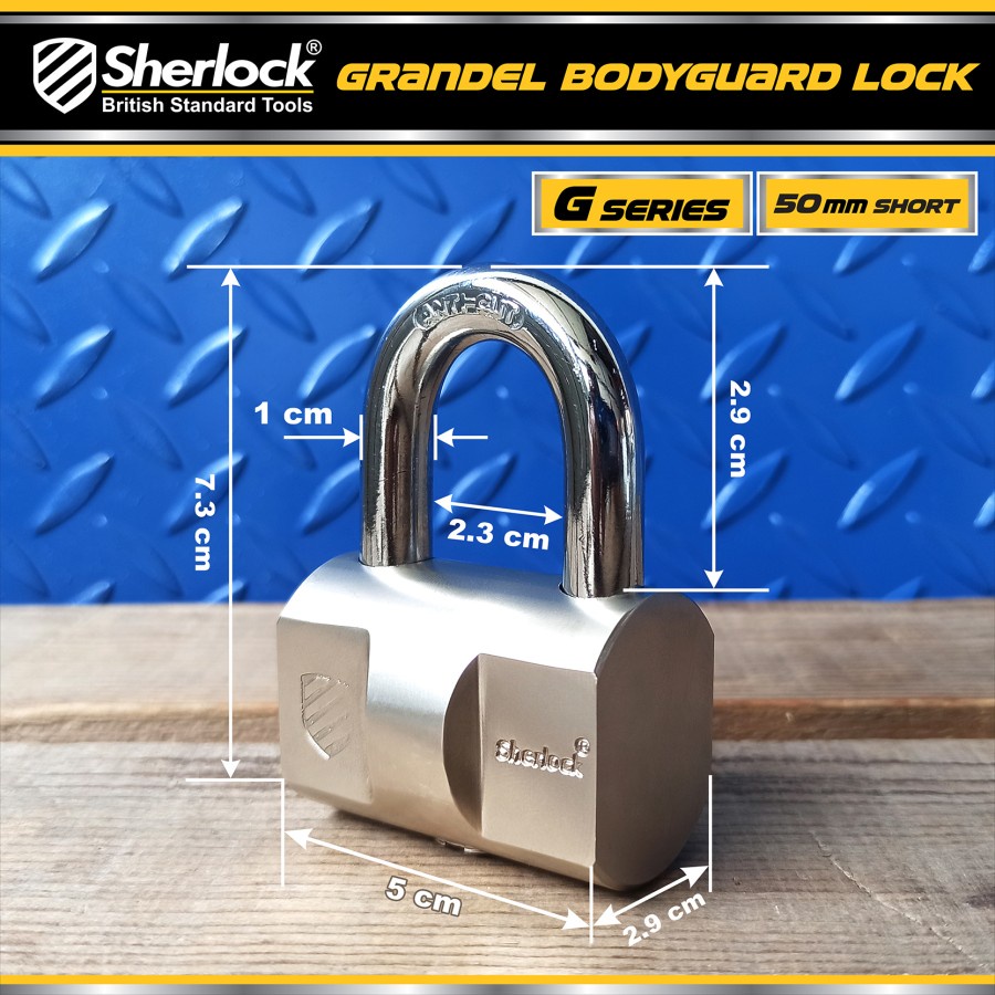 SHERLOCK GEMBOK 50 MM PENDEK GEMBOK GRANDEL BODYGUARD SERI G BULAT