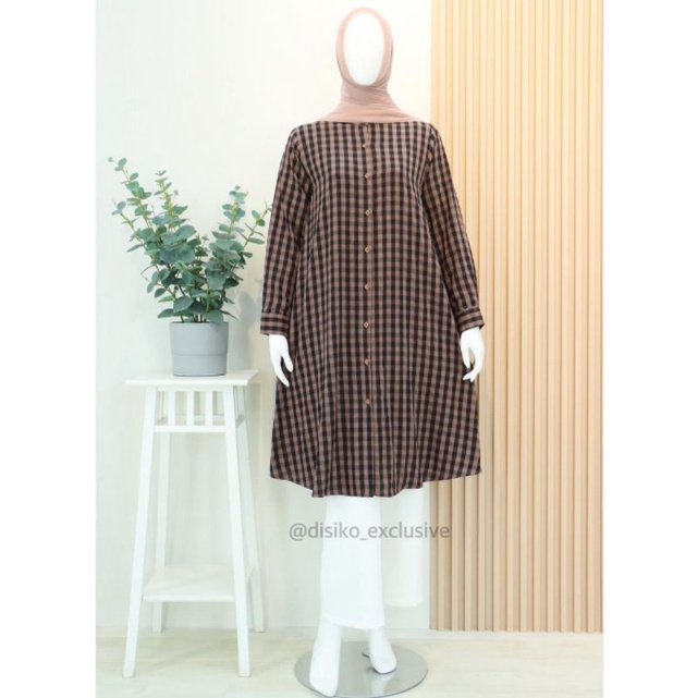 New , Mindy Tunik Kotak , Katun Crincle , Original Disiko Exclusive , Tunik Casual Murah , Wanita mu