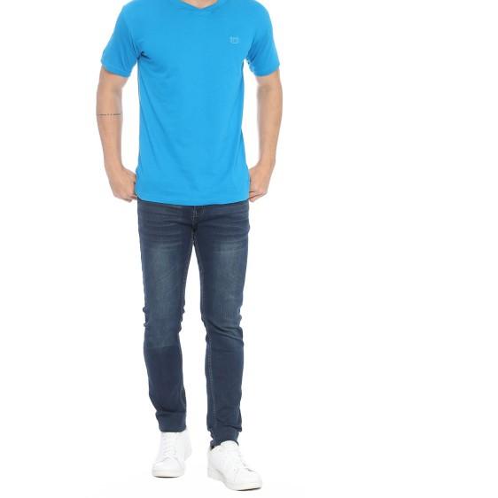 [Bamboo Cotton] V NECK T SHIRT / KAOS V NECK PRIA - Biru Tua, S