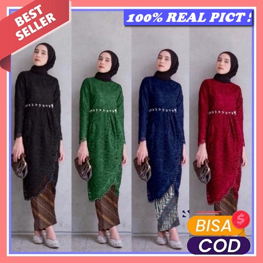 Setelan Kebaya Panjang One Set Model Baju Kebaya Jadi Long Tunik Brukat Kebayak Padang Kabaya Tunic 
