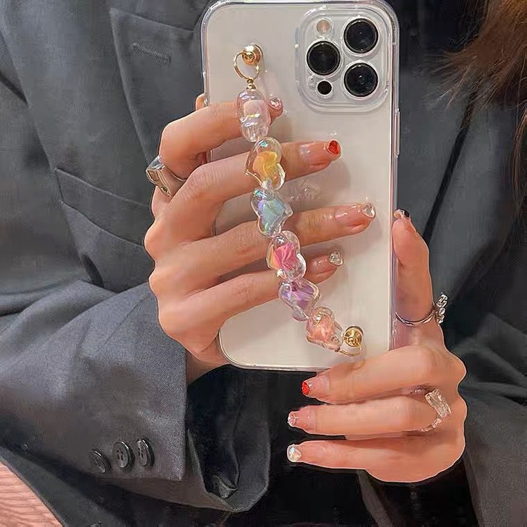 [TPC] Soft Case Fashion Love Heart Chain Ornament Bracelet Wristband IPHONE Protection Camera Shookproof FULL COVER IPHONE 6 6S 7 8 PLUS X XS MAX XR 11 12 13 MINI PRO MAX HP IP062