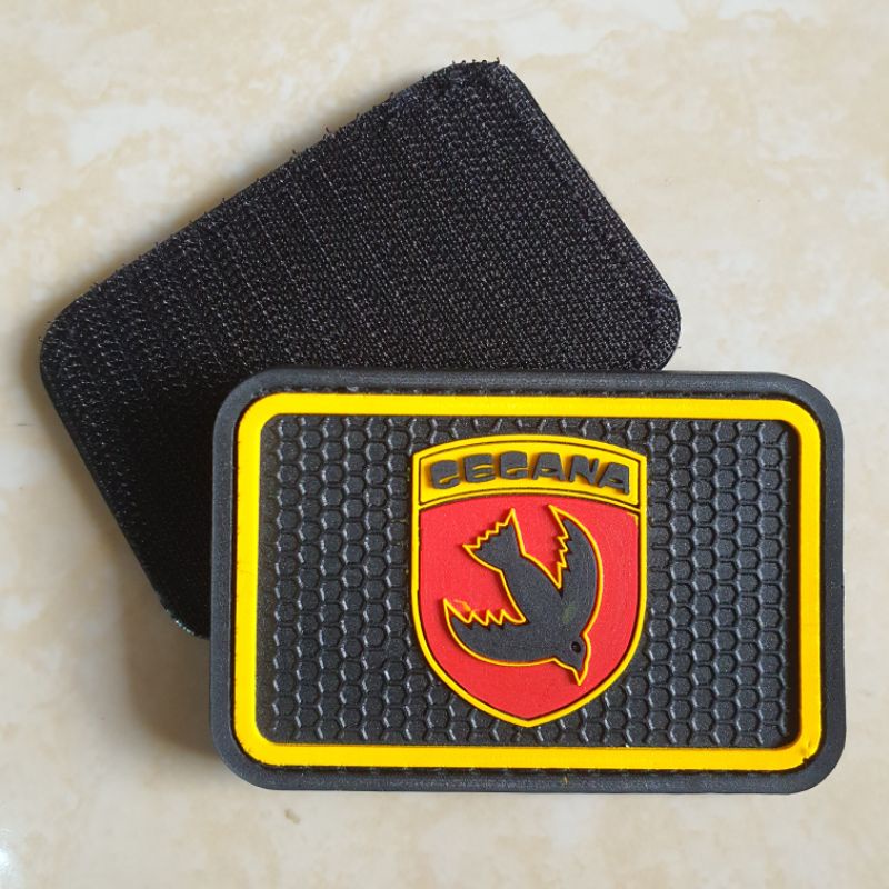 patch rubber logo gegana kotak lis kuning / polisi / polri / police / tempelan emblem karet velcro