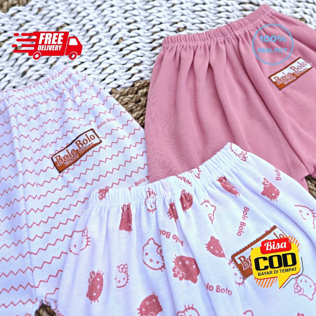 SALE 7.7 Serian Dusty - 3 pcs Celana Pendek Bayi Baru Lahir 0 - 3 Bulan Pink Dusty Series merk SNI Bolo - Bolo
