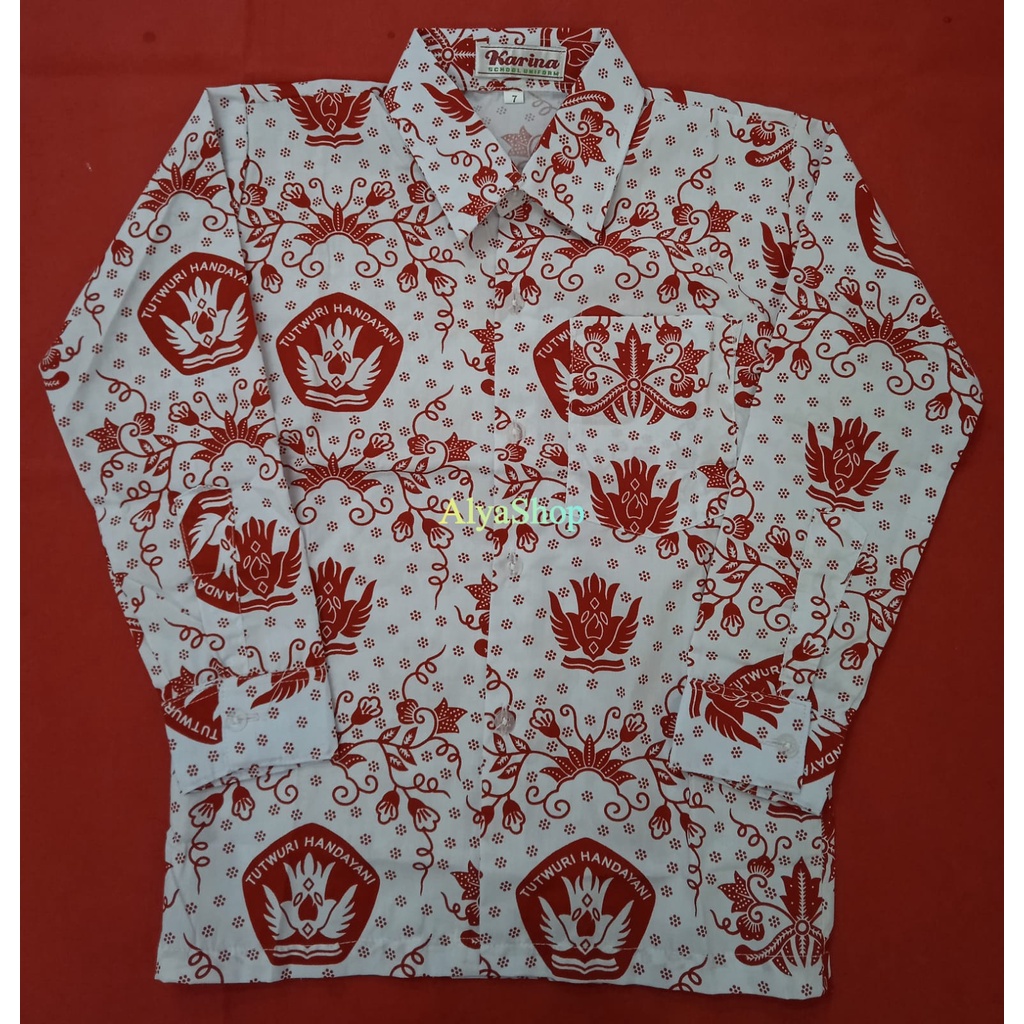 Baju Batik Merah Putih TUTWURI HANDAYANI | Batik sekolah Lengan Pendek dan Panjang | Baju Batik Merah Putih Merk KARINA | Batik Sekolah Laki2 dan Perempuan