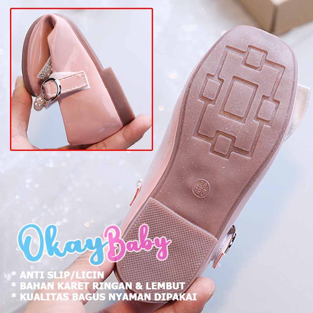 PROMO 12.12 PUNCAK Okaybaby B244 Sepatu Flat Pesta Anak Perempuan (FREE BOX) Sepatu Import Fashion Terbaru Kekinian