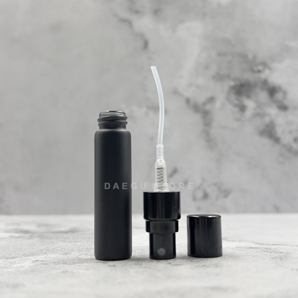 Botol Spray Kaca 5ml HITAM BLACK DOFF Tutup Alumunium / Metal - Parfum Refill Travel Size Decant