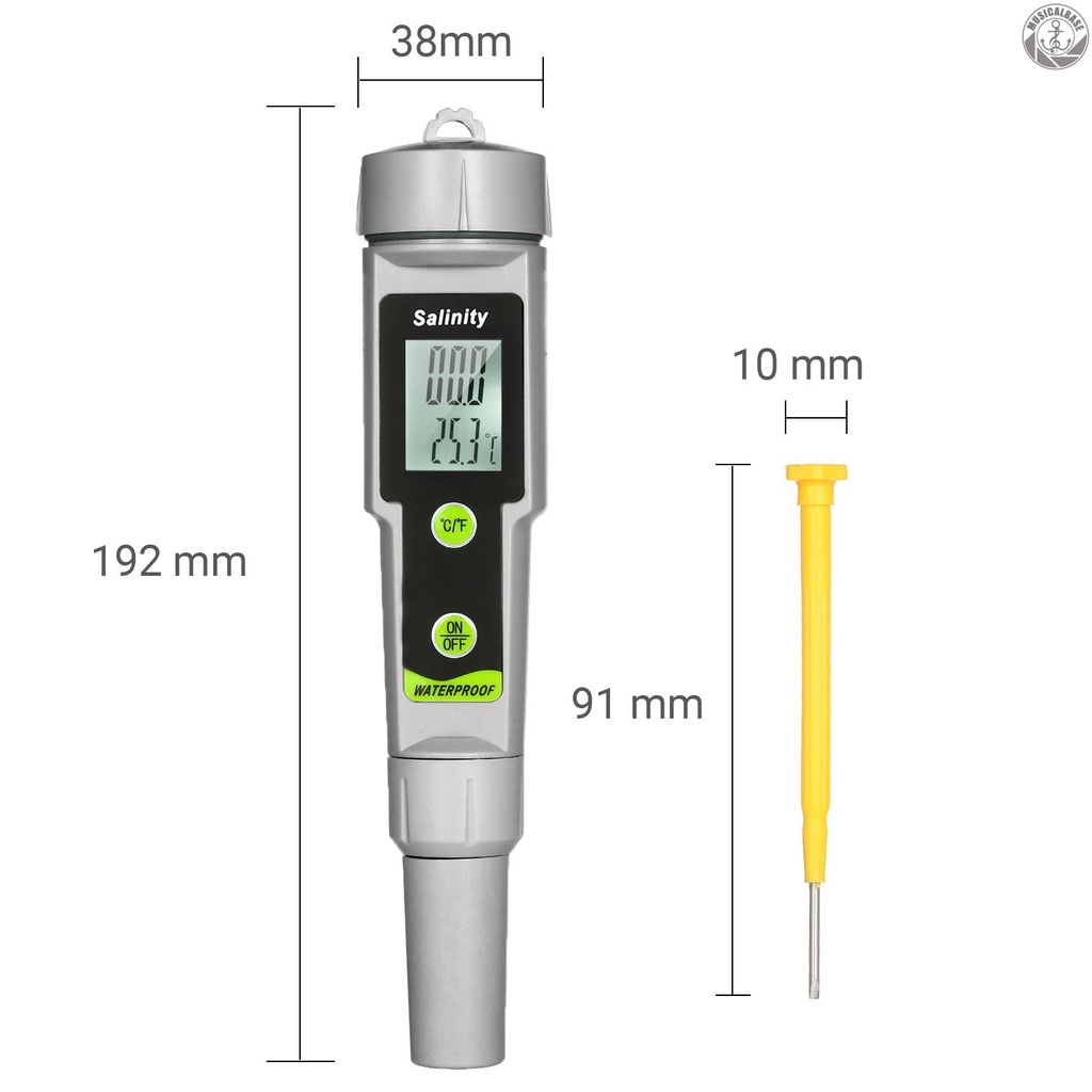 Salinometer Salinograph 0-199.9ppt Range - 50~70 Derajat Tahan Air℃ Termometer Pengukur Suhu ℃/℉ C Buku Literatur Klasik