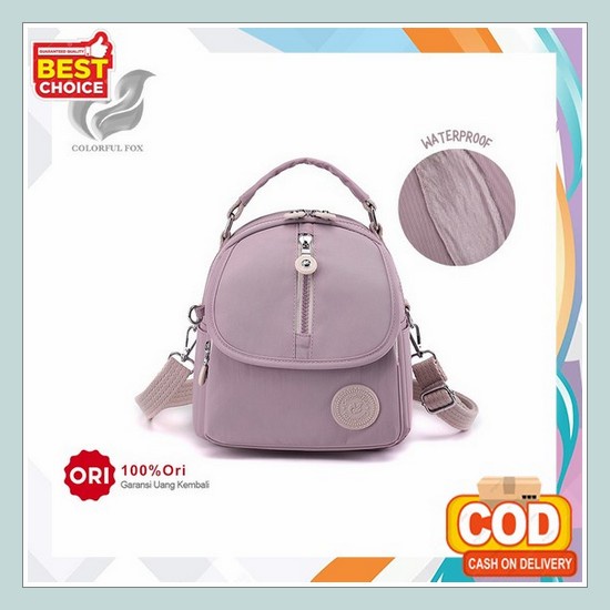 Tas Mini Wanita Kekinian Premiummotip Sapi Lucu Backpack Mini Korean Style Colorful Fox 6255 Tas Sel