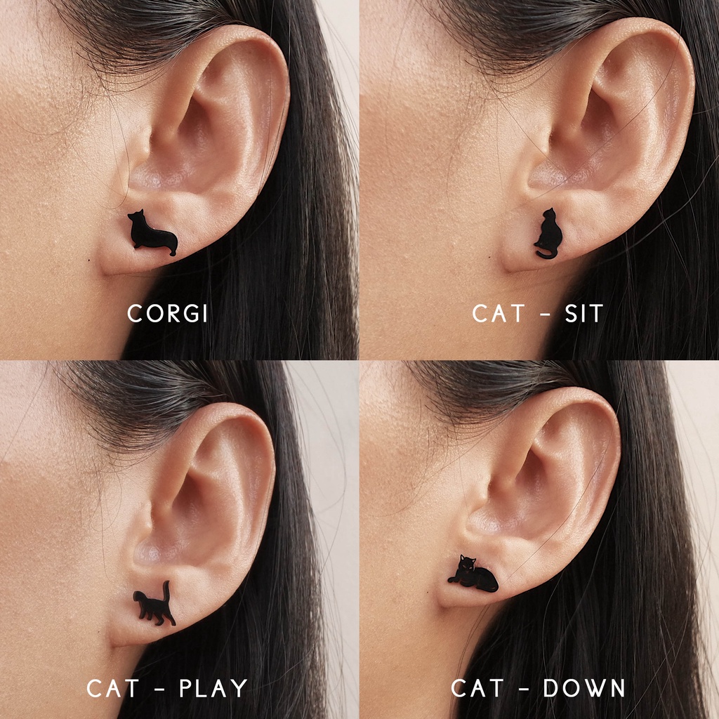 CAT &amp; DOG EARRINGS / ANTING ANJING &amp; KUCING  (STAINLESS STEEL) - ANTI KARAT