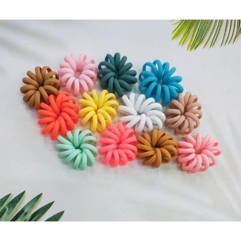 Ikat Rambut Spiral Jumbo Warna Doff Premium