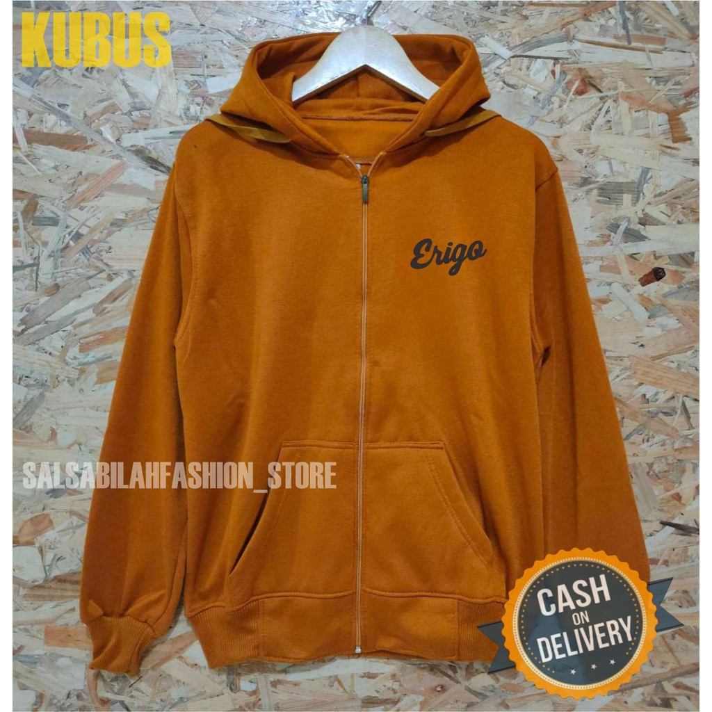 TERMURAH !! COD Jaket ziper Hoodie Pria Distro erigooOriginal Big Size Jumbo M - XXL